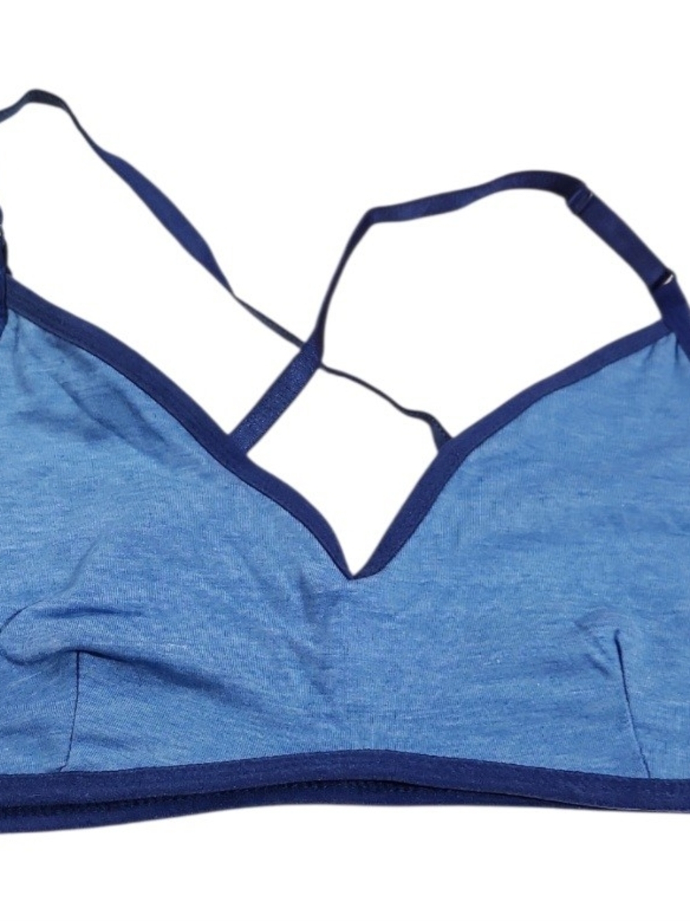Women's Blue Seamless Bralette with Contrast Trim